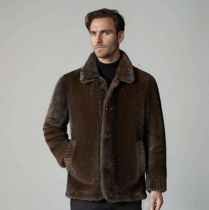 Dolvaine | Homme Manteau Fausse Fourrure Hiver - Brown - Image 2