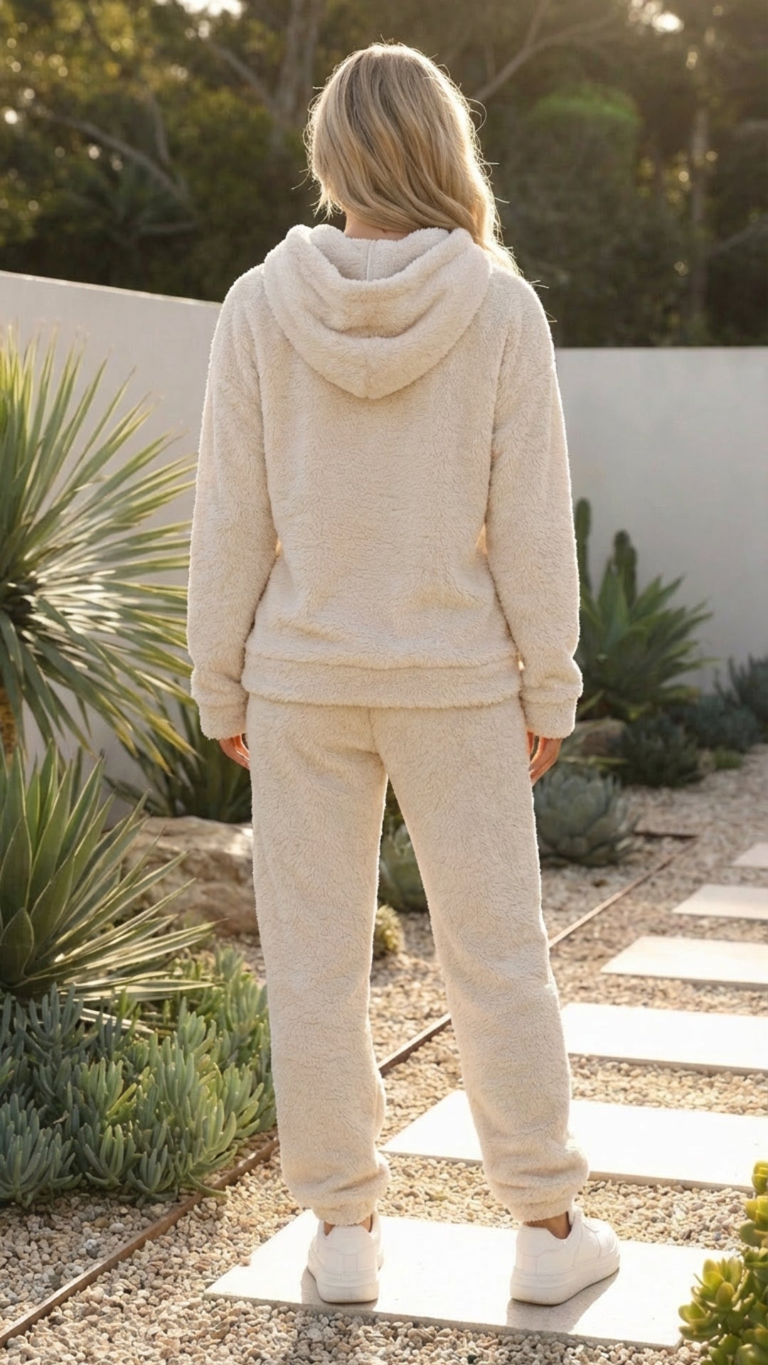 Dorianne | Ensemble Polaire Femme Hoodie et Jogging - Cream - Image 3