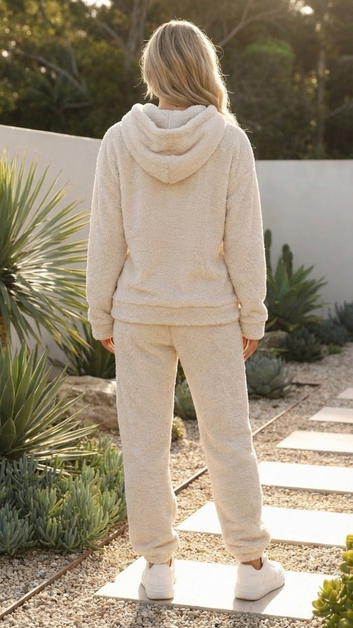 Dorianne | Ensemble Polaire Femme Hoodie et Jogging - Cream - Image 3