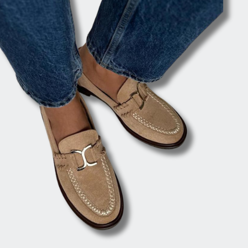 Dorvaine | Mocassin Femme Suède Bout Rond - Beige - Image 1