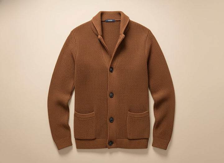 Édouard | Homme Cardigan Col Châle Tricoté - Black - Image 5