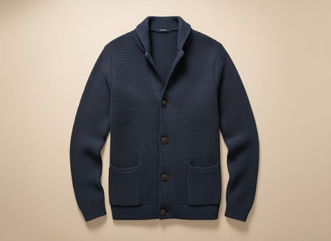 Édouard | Homme Cardigan Col Châle Tricoté - Black - Image 6