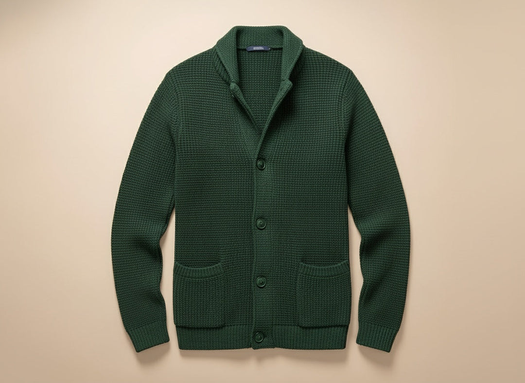 Édouard | Homme Cardigan Col Châle Tricoté - Black - Image 7