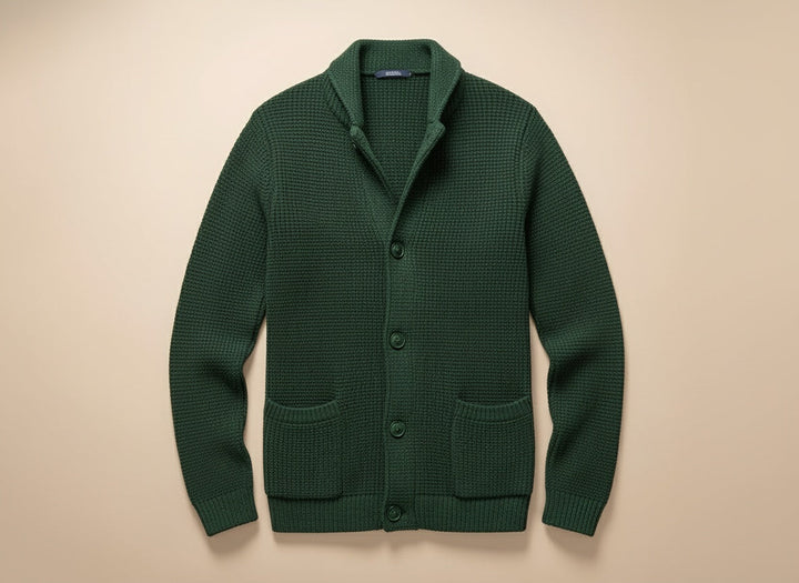 Édouard | Homme Cardigan Col Châle Tricoté - Black - Image 7