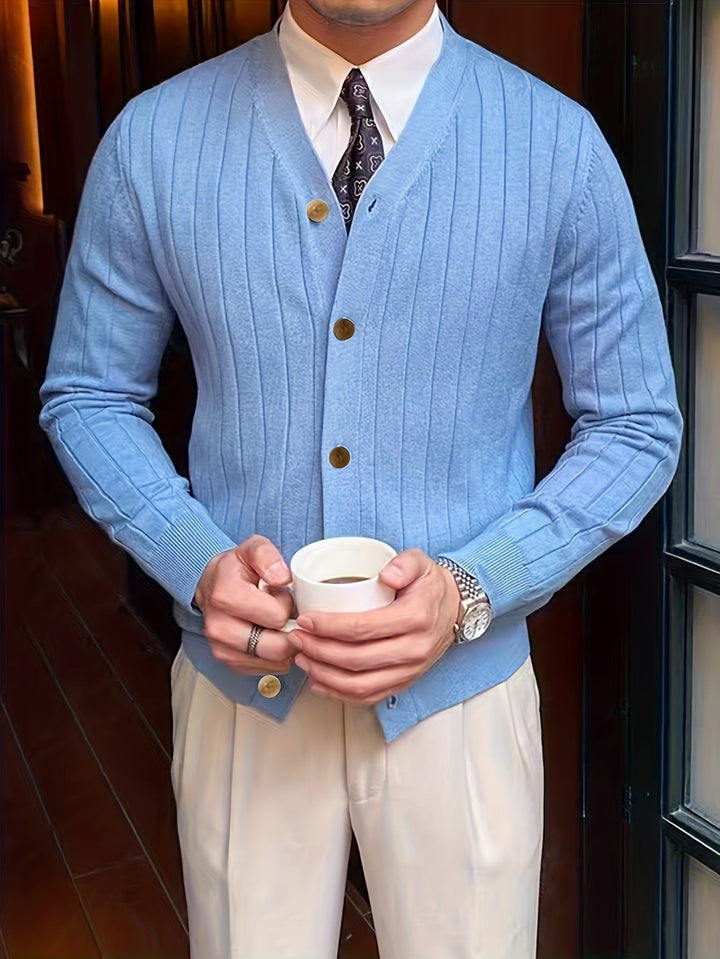 Dravael | Homme Gilet Boutonné Côtelé Col V - White - Image 10