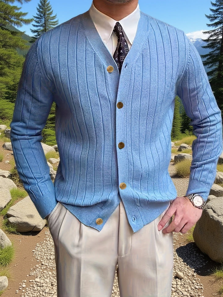 Dravael | Homme Gilet Boutonné Côtelé Col V - White - Image 12