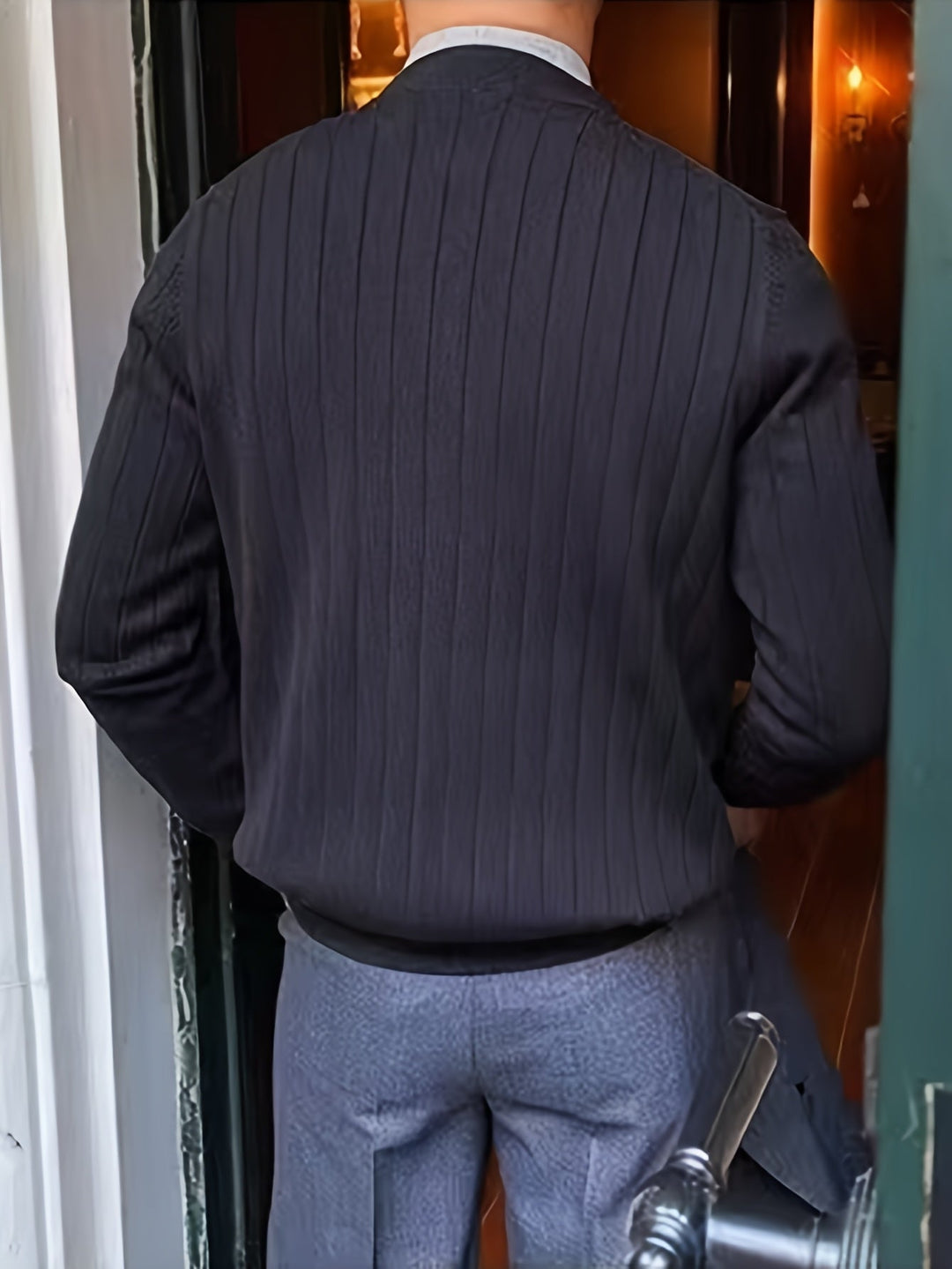 Dravael | Homme Gilet Boutonné Côtelé Col V - White - Image 15