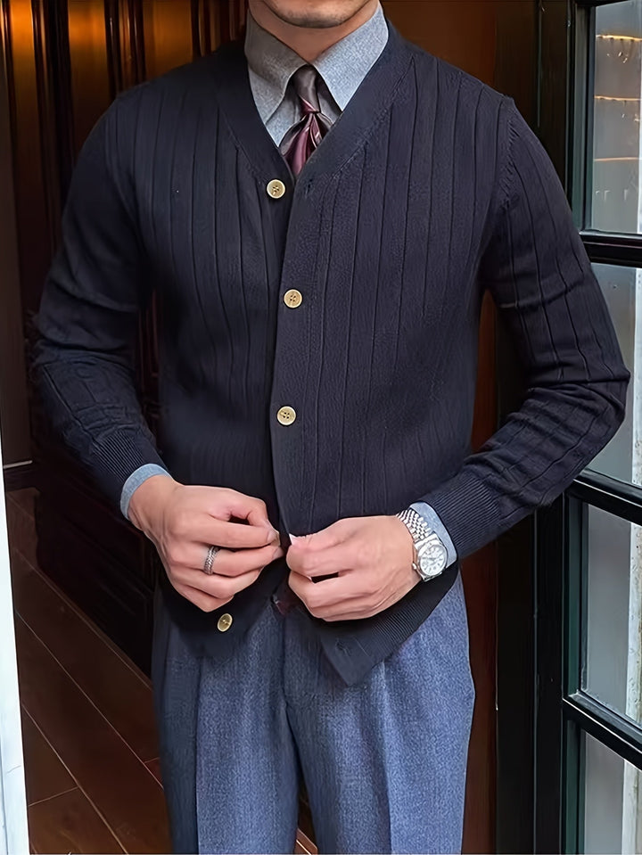 Dravael | Homme Gilet Boutonné Côtelé Col V - White - Image 16
