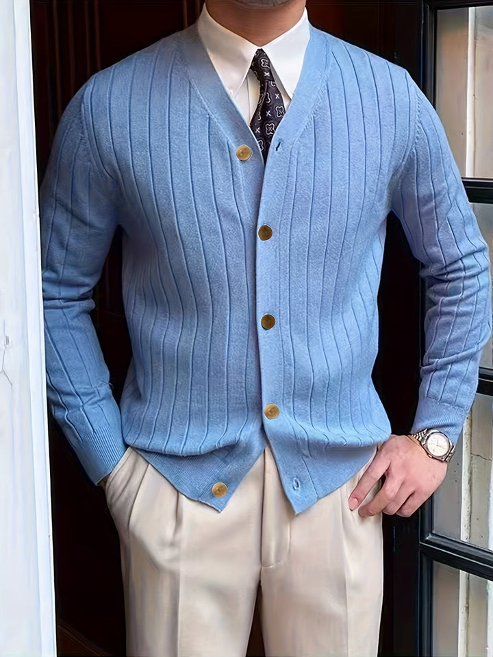 Dravael | Homme Gilet Boutonné Côtelé Col V - White - Image 8