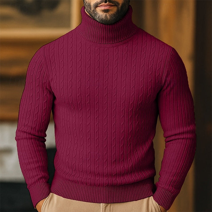 Dravec | Homme Pull Col Roulé Torsadé Coupe Slim - Image 10