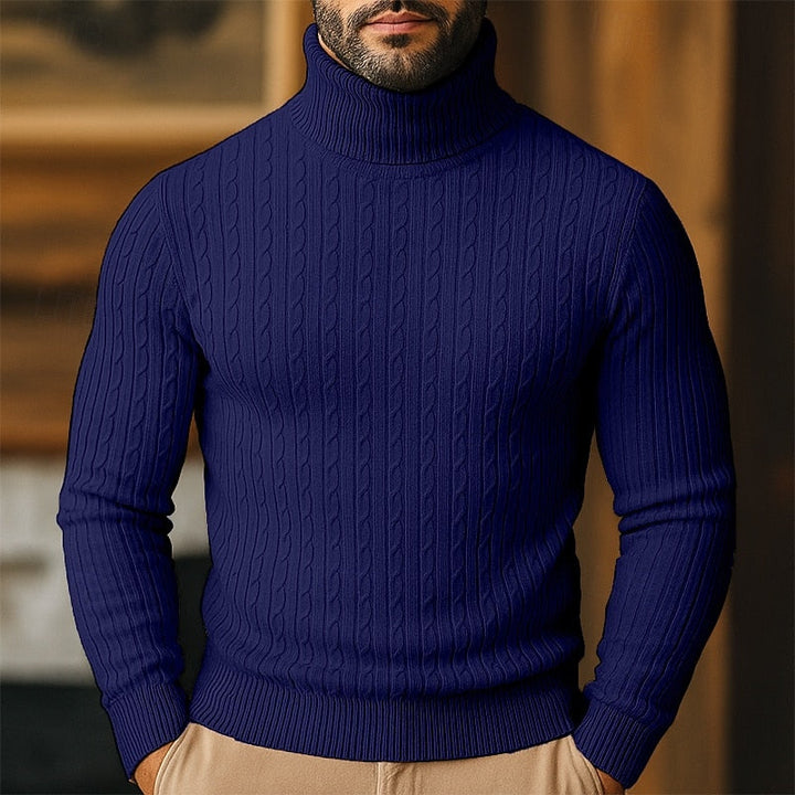 Dravec | Homme Pull Col Roulé Torsadé Coupe Slim - Image 13