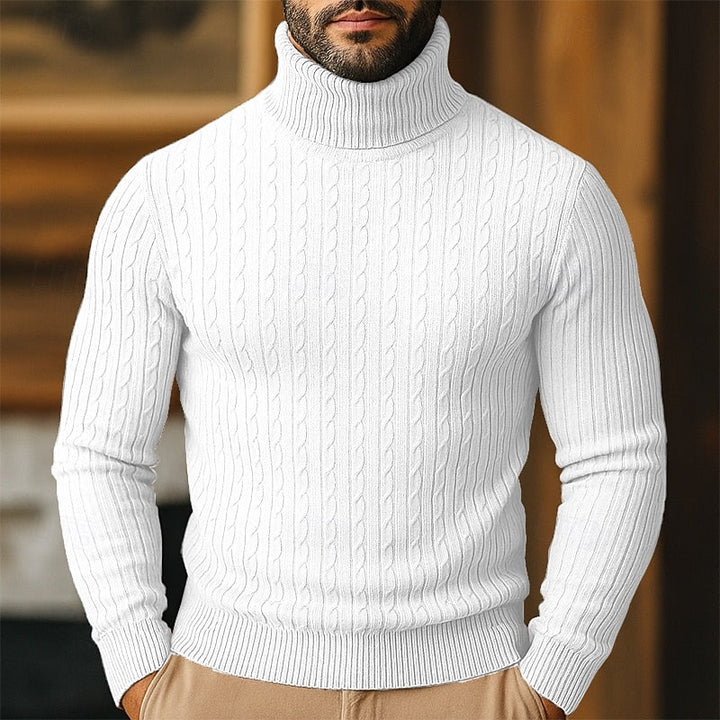 Dravec | Homme Pull Col Roulé Torsadé Coupe Slim - Image 2