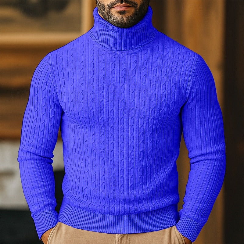 Dravec | Homme Pull Col Roulé Torsadé Coupe Slim - Image 3