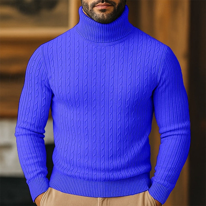 Dravec | Homme Pull Col Roulé Torsadé Coupe Slim - Image 3