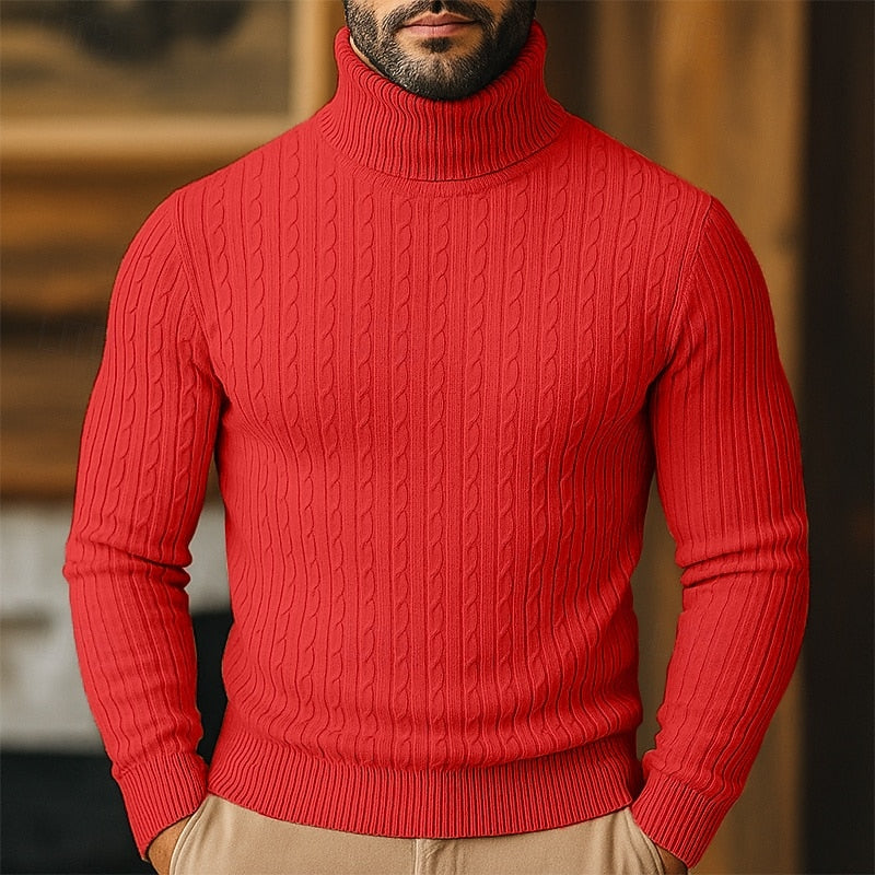 Dravec | Homme Pull Col Roulé Torsadé Coupe Slim - Image 5