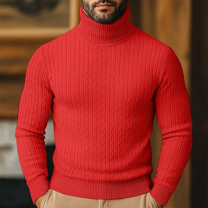 Dravec | Homme Pull Col Roulé Torsadé Coupe Slim - Image 5