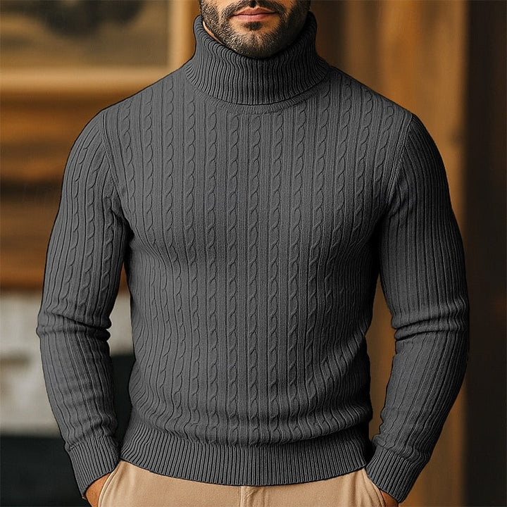 Dravec | Homme Pull Col Roulé Torsadé Coupe Slim - Image 7