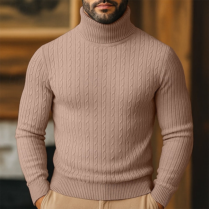 Dravec | Homme Pull Col Roulé Torsadé Coupe Slim - Image 8