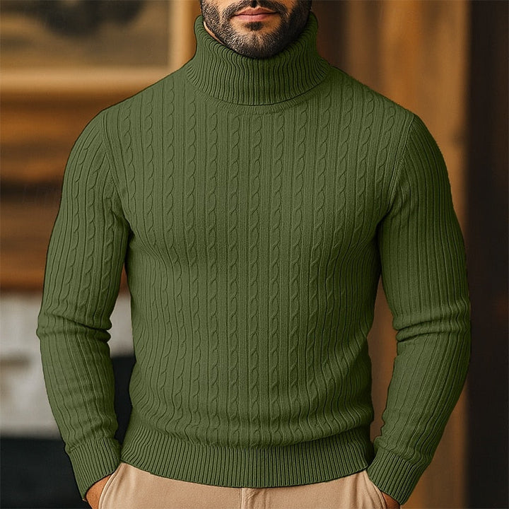 Dravec | Homme Pull Col Roulé Torsadé Coupe Slim - Image 9