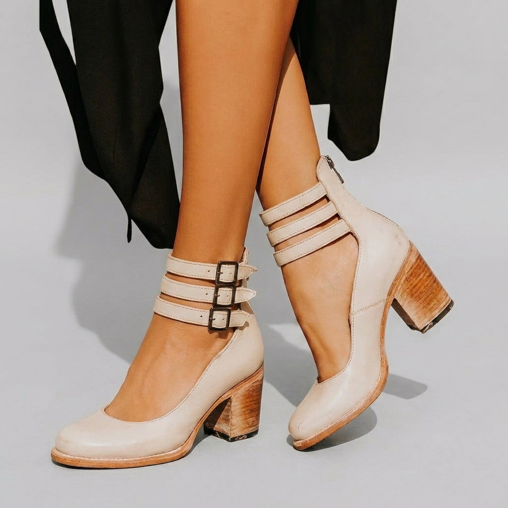 Dravelle | Femme Chaussures à Talons Bloc Boucle - Dark Grey - Image 4