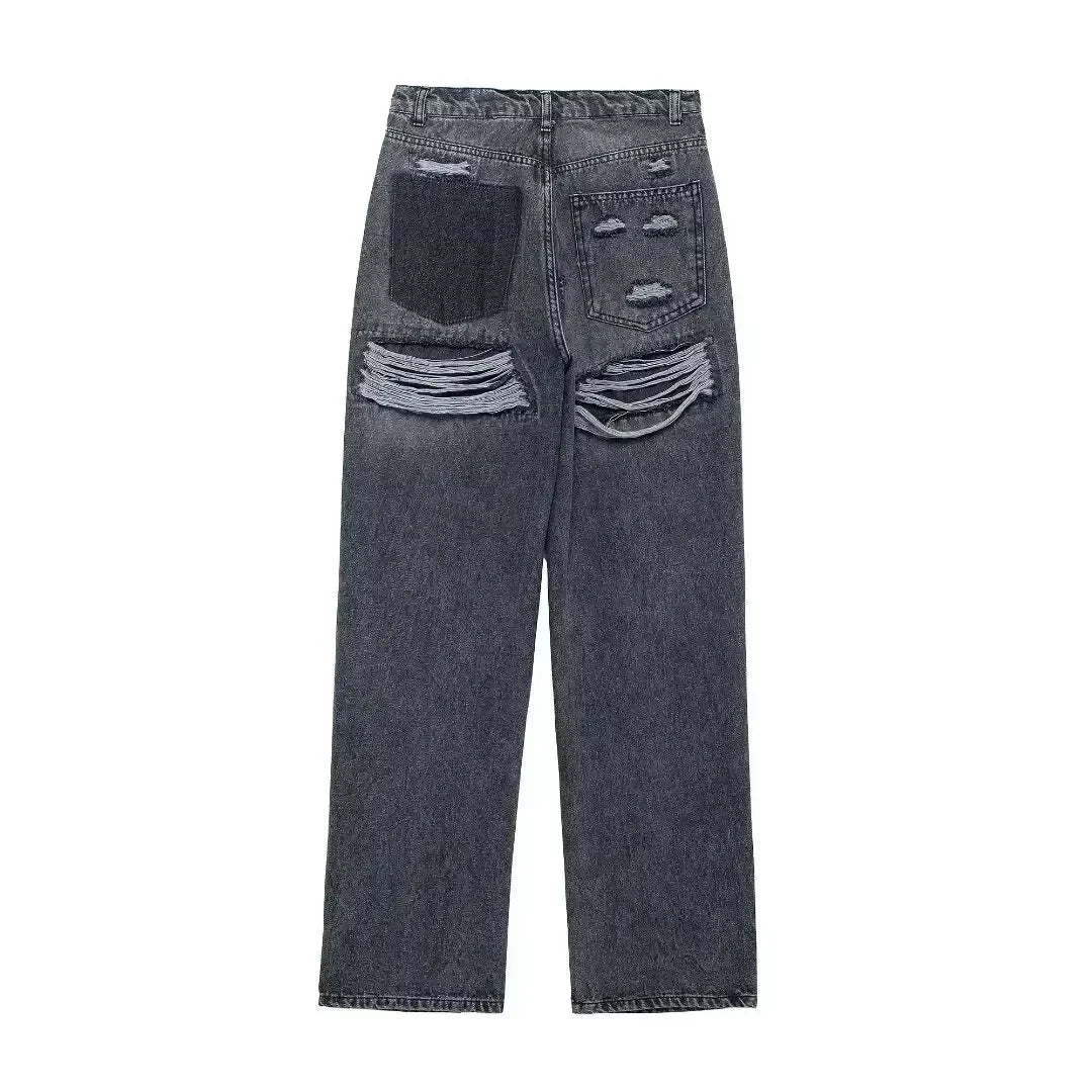 Dravelle | Jean Large Femme Taille Haute Déchiré - Light Blue - Image 13