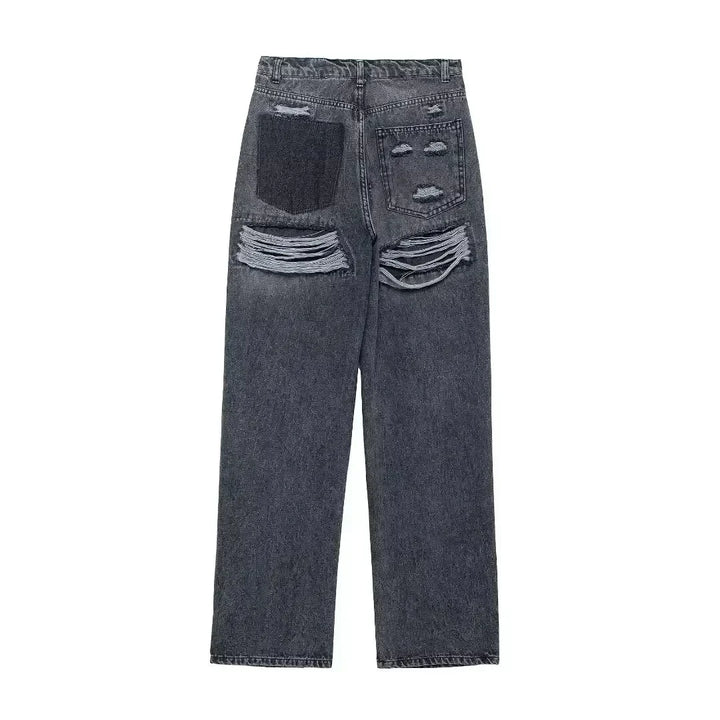 Dravelle | Jean Large Femme Taille Haute Déchiré - Light Blue - Image 13