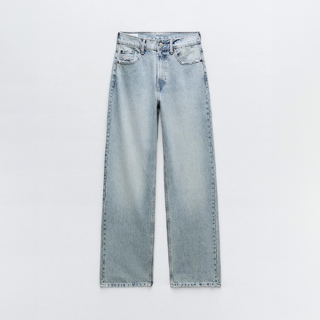 Dravelle | Jean Large Femme Taille Haute Déchiré - Light Blue - Image 2