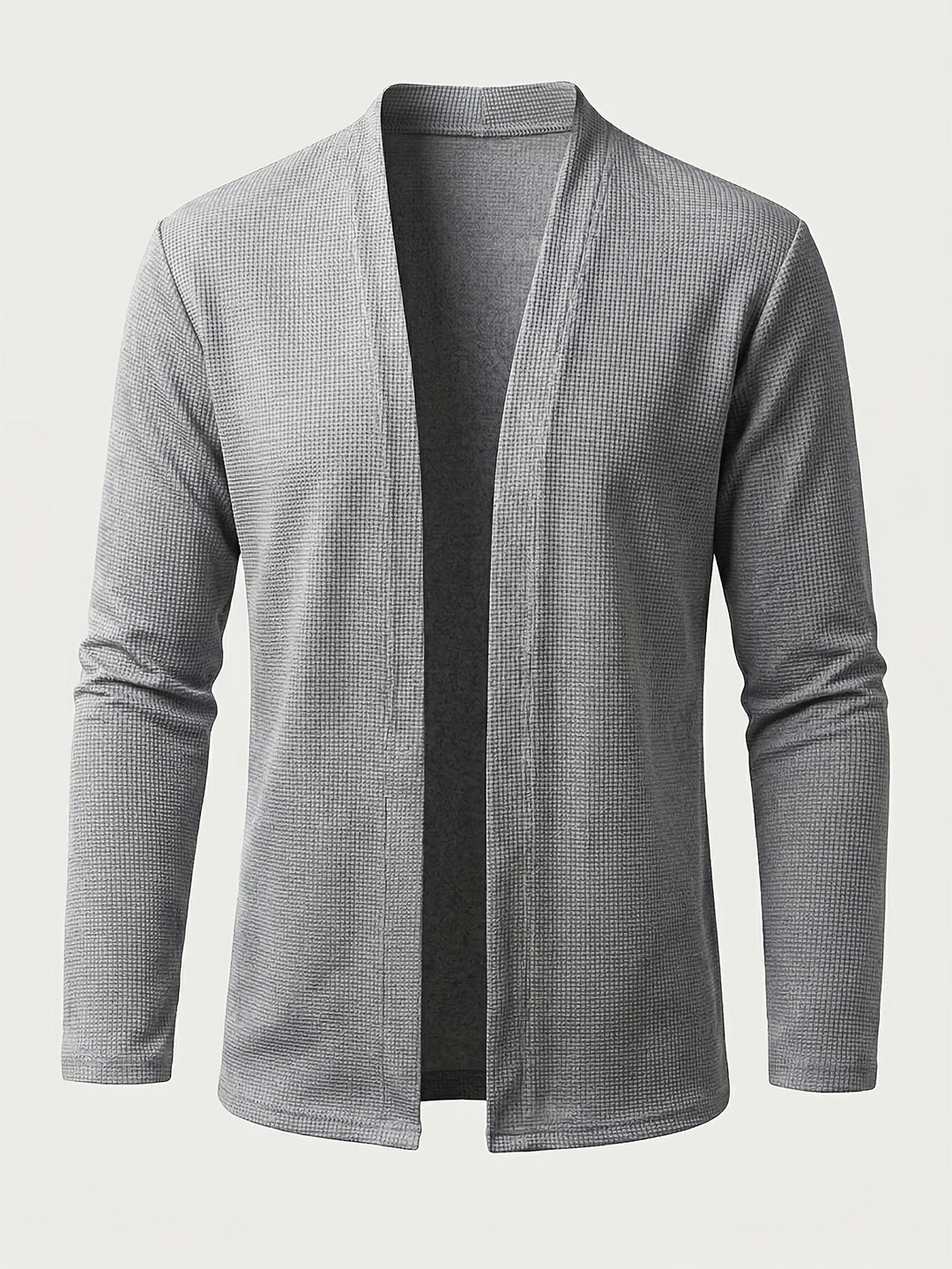 Dravhec | Homme Cardigan Ouvert Texturé Manches Longues - Black - Image 12