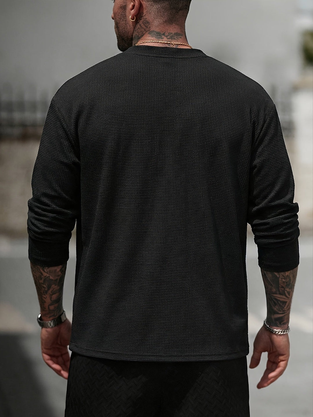Dravhec | Homme Cardigan Ouvert Texturé Manches Longues - Black - Image 2