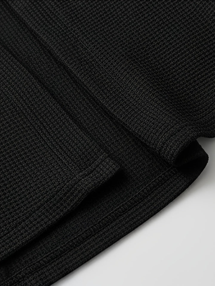 Dravhec | Homme Cardigan Ouvert Texturé Manches Longues - Black - Image 6