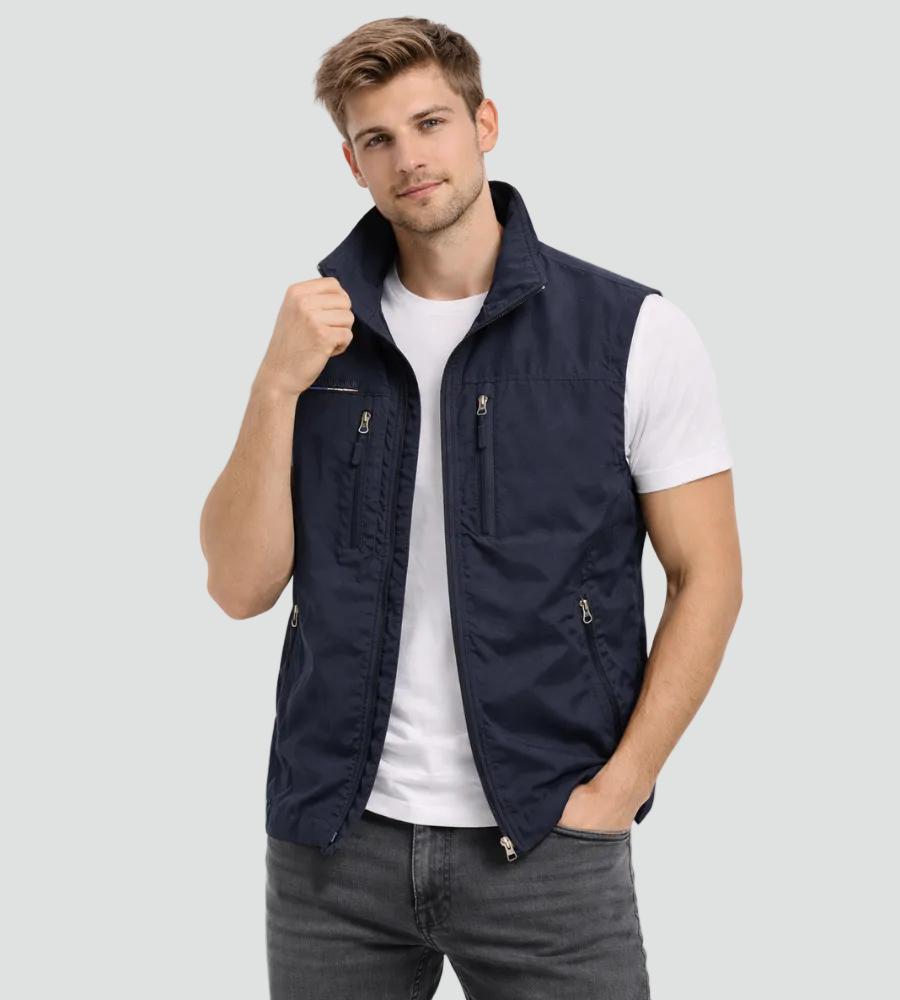 Dravhec | Homme Gilet sans manches zippé col montant - Navy - Image 1