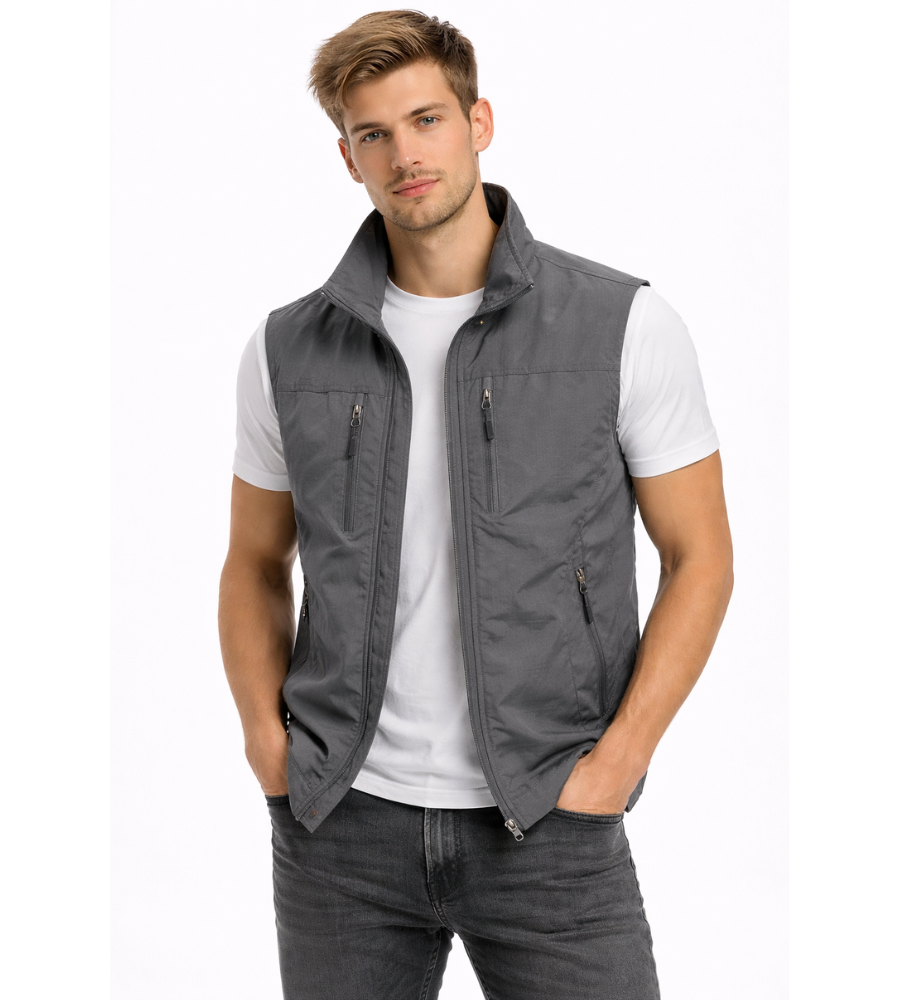 Dravhec | Homme Gilet sans manches zippé col montant - Navy - Image 3