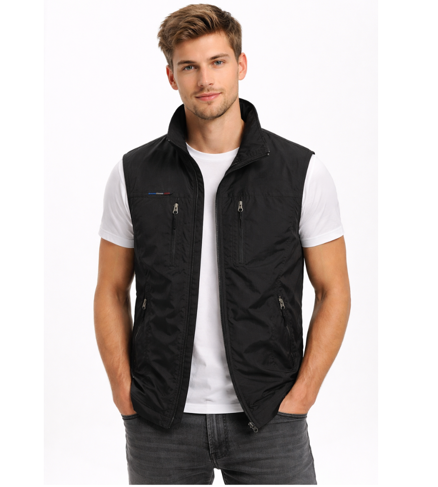 Dravhec | Homme Gilet sans manches zippé col montant - Navy - Image 4