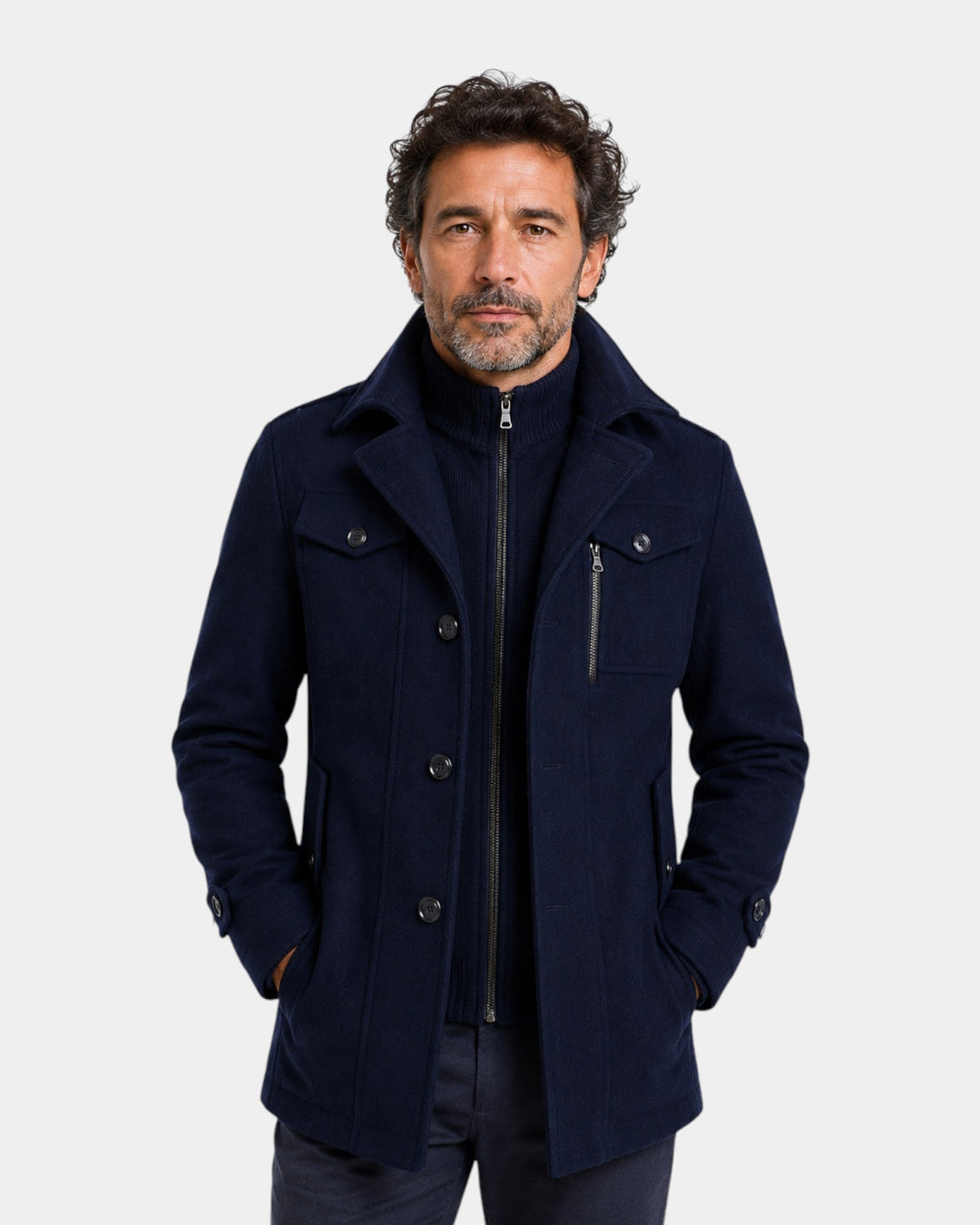 Dravholt | Homme Manteau Hiver Laine Boutonné - Image 1