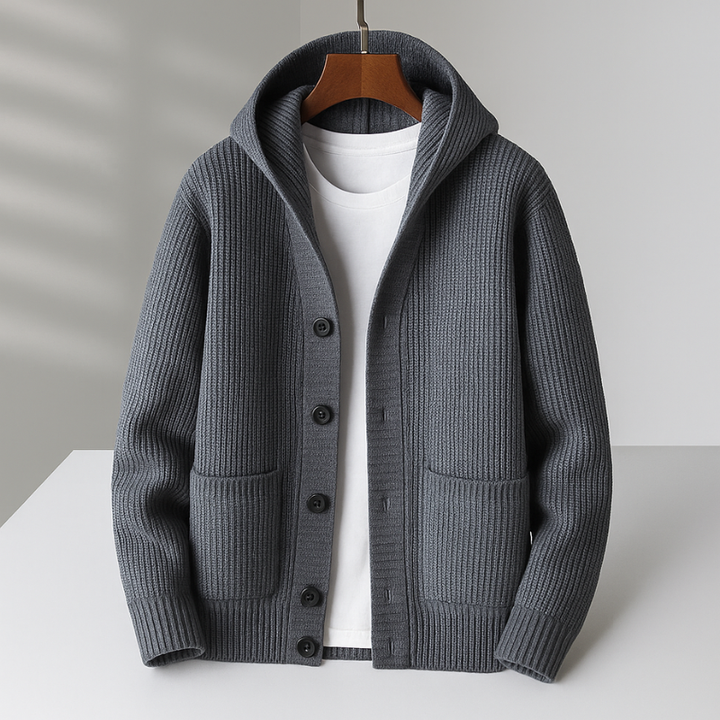 Draviel | Homme Cardigan à Capuche Côtelé - Cream - Image 3