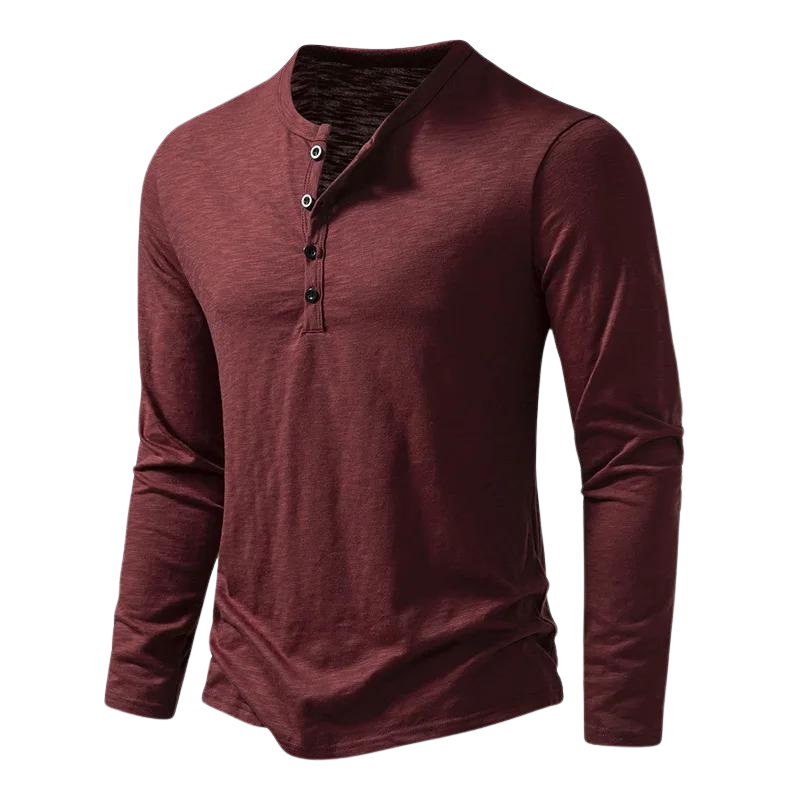 Dravnel | Homme Chemise Manches Longues Henley - Black - Image 6