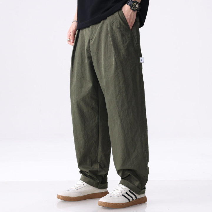 Dravohn | Homme Pantalon Chino Large à Plis - Olive Green - Image 1