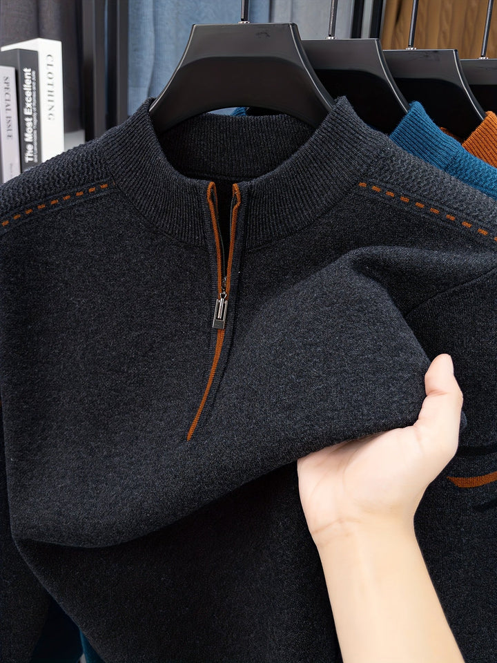 Dravolt | Homme Pull Col Montant Demi-Zip - Dark Grey - Image 1