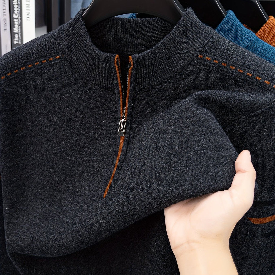 Dravolt | Homme Pull Col Montant Demi-Zip - Dark Grey - Image 14