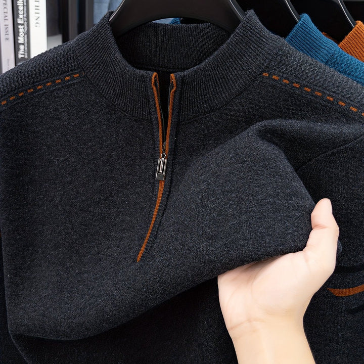 Dravolt | Homme Pull Col Montant Demi-Zip - Dark Grey - Image 14