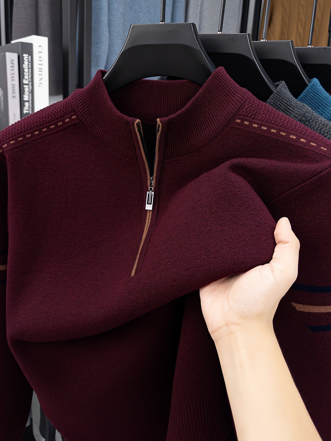 Dravolt | Homme Pull Col Montant Demi-Zip - Dark Grey - Image 2