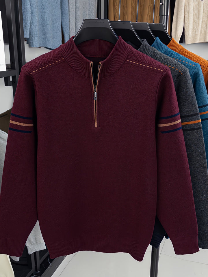 Dravolt | Homme Pull Col Montant Demi-Zip - Dark Grey - Image 5