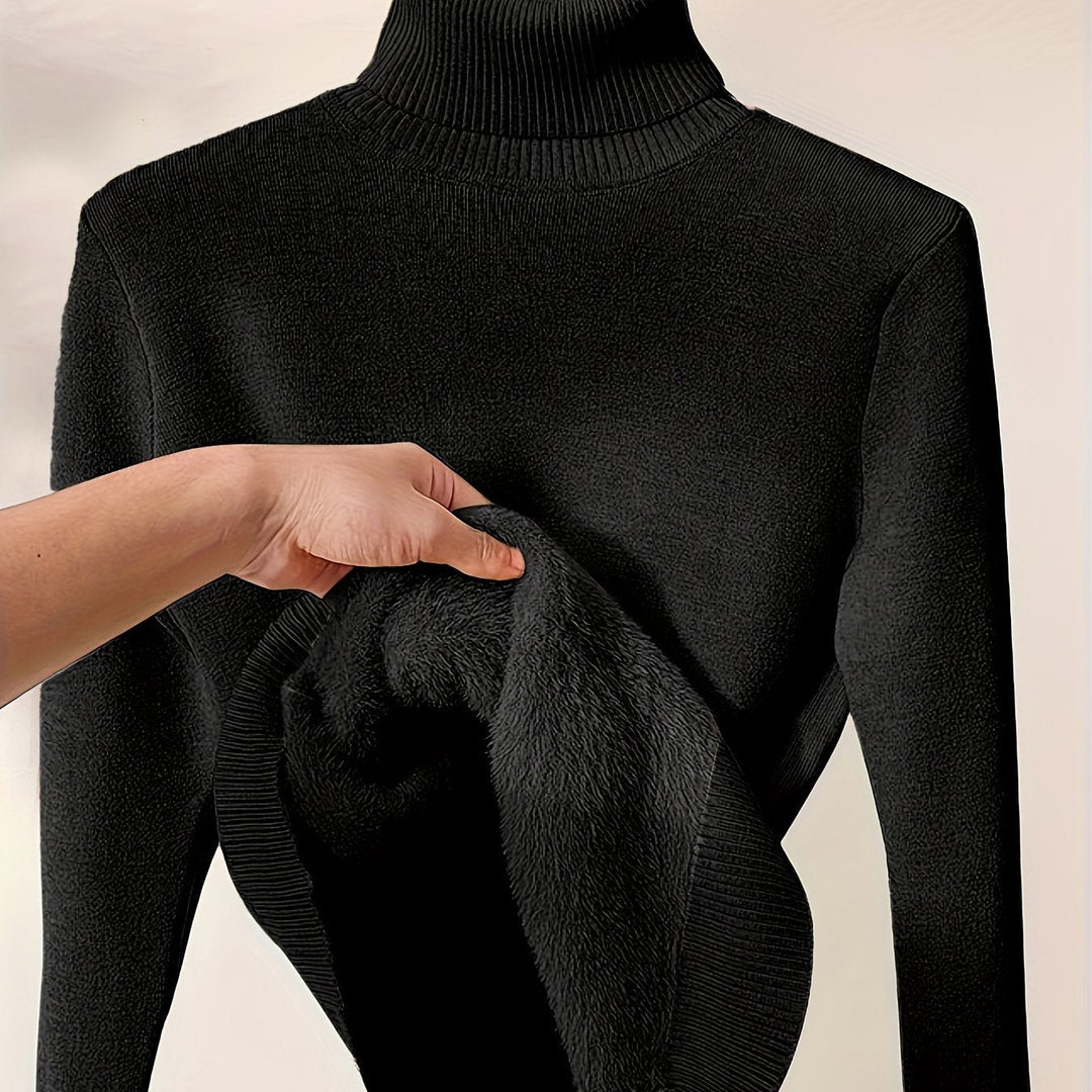 Nelvorde | Femme Pull Col Roulé Doublé Polaire Ajusté — vue 10