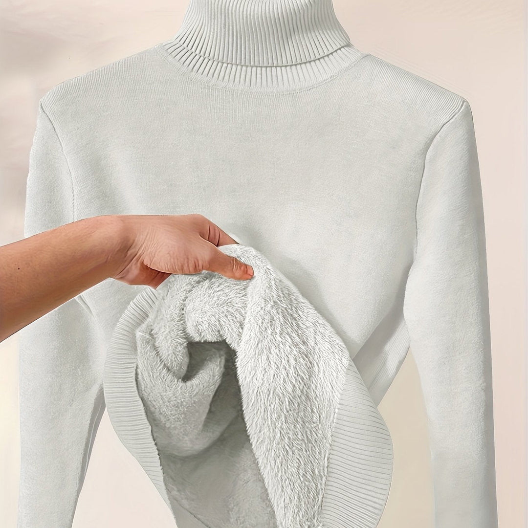 Nelvorde | Femme Pull Col Roulé Doublé Polaire Ajusté — vue 14