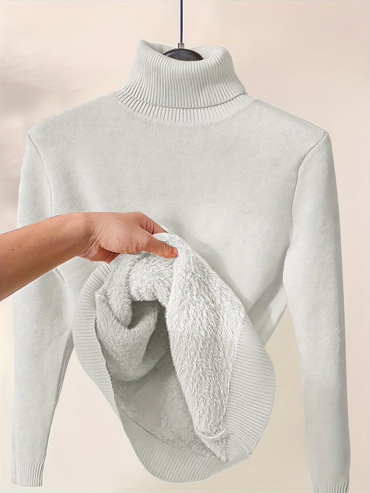 Nelvorde | Femme Pull Col Roulé Doublé Polaire Ajusté — vue 15