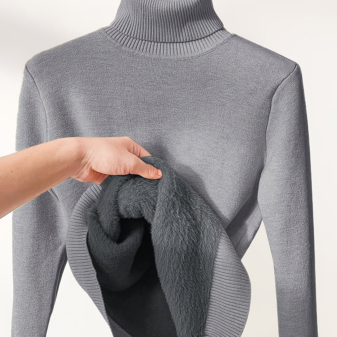 Nelvorde | Femme Pull Col Roulé Doublé Polaire Ajusté — vue 19