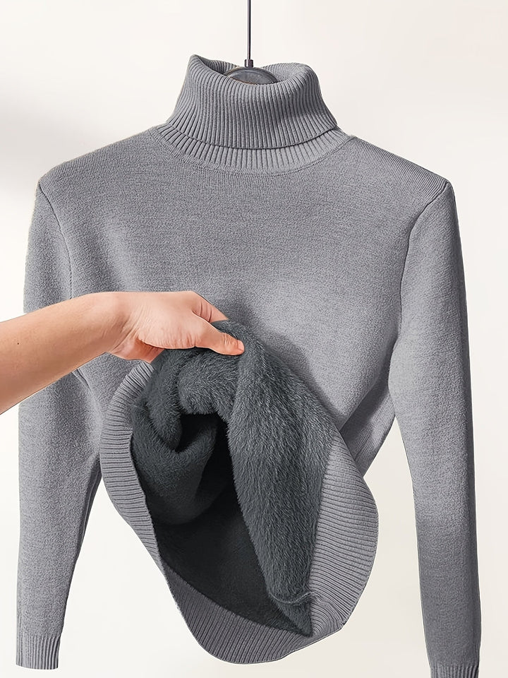 Nelvorde | Femme Pull Col Roulé Doublé Polaire Ajusté — vue 20
