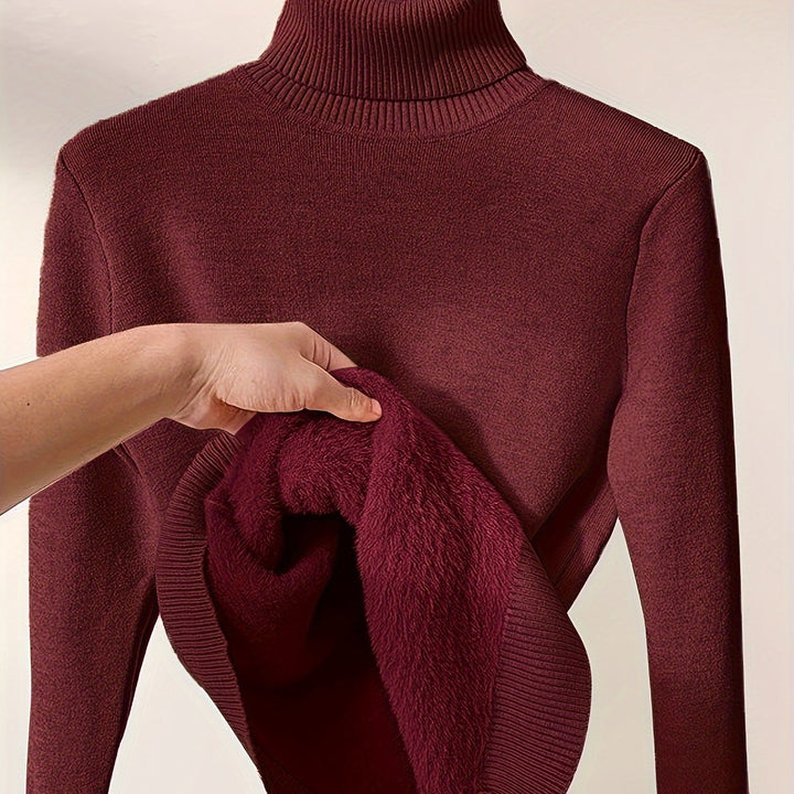 Nelvorde | Femme Pull Col Roulé Doublé Polaire Ajusté — vue 25