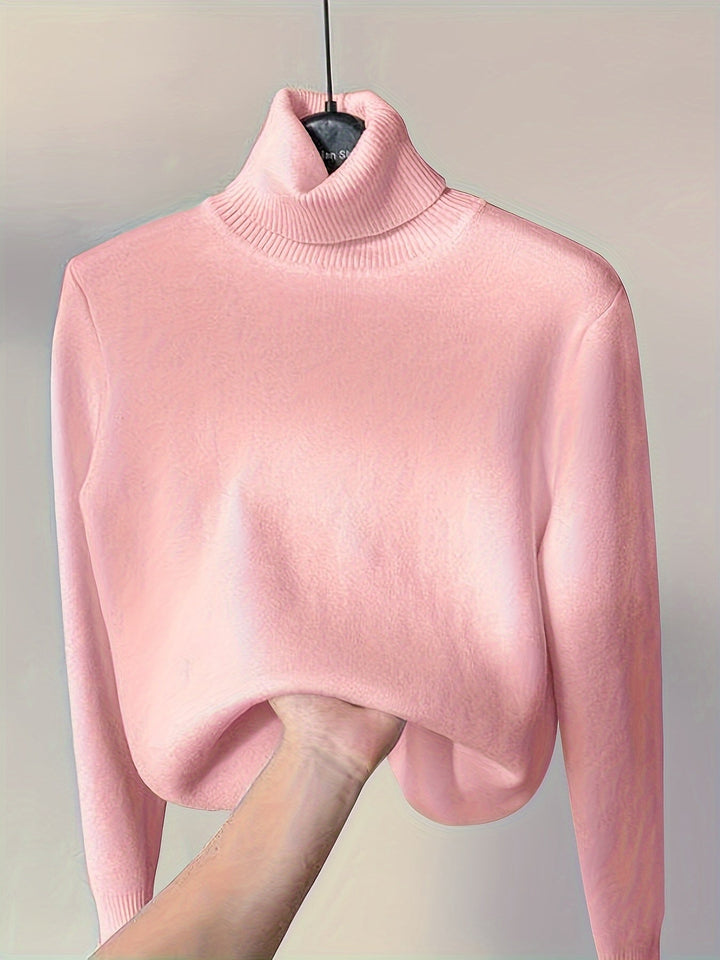 Nelvorde | Femme Pull Col Roulé Doublé Polaire Ajusté