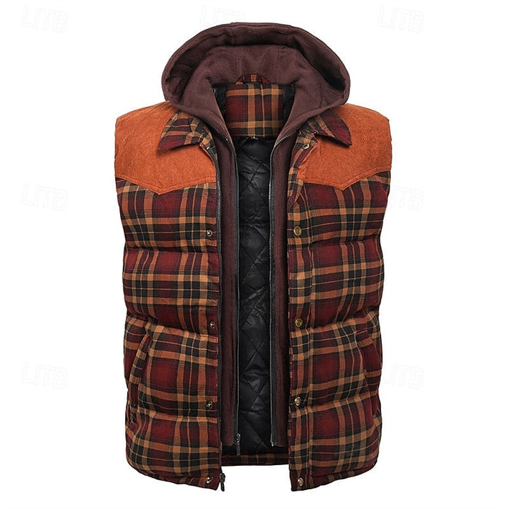 Dravorn | Homme Gilet Matelassé Capuche Carreaux - Image 1
